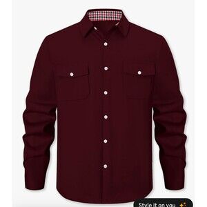 SANGTREE Mens L/S Burgundy Cotton Button Down Shirt Medium